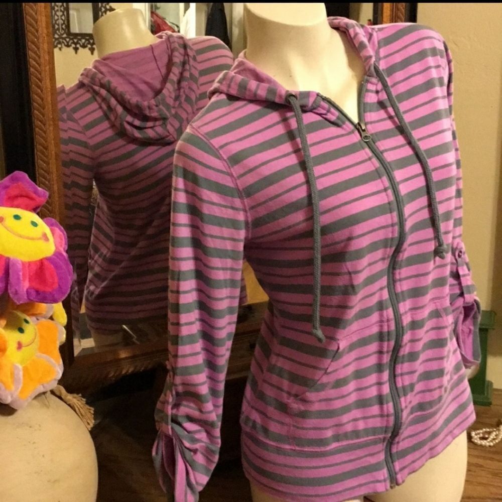 Tek Gear 3/4 Sleeve Zip Hoodie Jacket Sz M